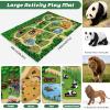 FRUSE Safari Animals Figures Toys w/ 57x38.5Jumbo Play Mat,12PCS Realistic Jungle Wild Zoo Animals Figurines Playset with Panda,Lion,Elephant,Educational Learning Toys for Toddlers Kids view 4