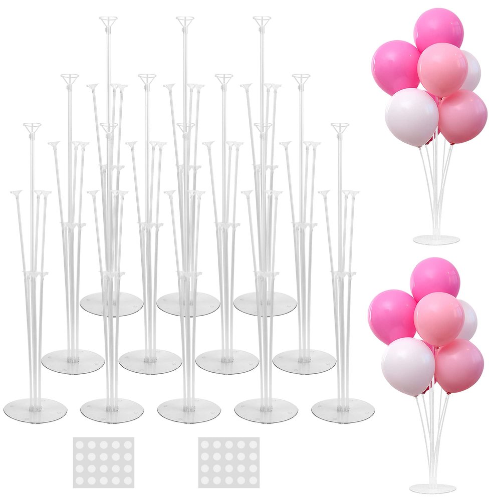 JOYYPOP 12 Sets Balloon Stand Kit For Table, Balloon Sticks with Base Birthday Graduation Party Decorations Wedding