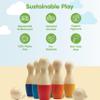 PlanToys Bowling Set Wooden Montessori Gross Motor and Coordination Toy | Movement, Concentration and Early Math Learning Activity | Eco Friendly Indoor and Outdoor Bowling Game view 3