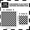 100 Pack Black and White Checkered Flag Party Napkins Disposable Race Car Birthday Party Supplies Racing Car Theme Party Paper Lunch Napkins for Baby Shower Kids Men Party Decorations Favors view 2
