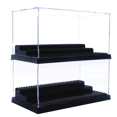 WMM Minifigure Display Case for Action Figures Blocks, Dustproof Acrylic Display Box Storage with 3 Movable Steps for Collection Models Minifigures, Bricks Blocks Toys