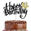 1-Pack 14th Black Gold Birthday Cake Topper sparkle in the light. Birthday Party Supplies for Children or Adults  (14) view 3