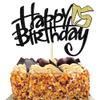 1-Pack 15th Black Gold Birthday Cake Topper sparkle in the light. Birthday Party Supplies for Children or Adults  (15) view 2