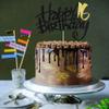 1-Pack 16th Black Gold Birthday Cake Topper sparkle in the light. Birthday Party Supplies for Children or Adults  (16) view 4