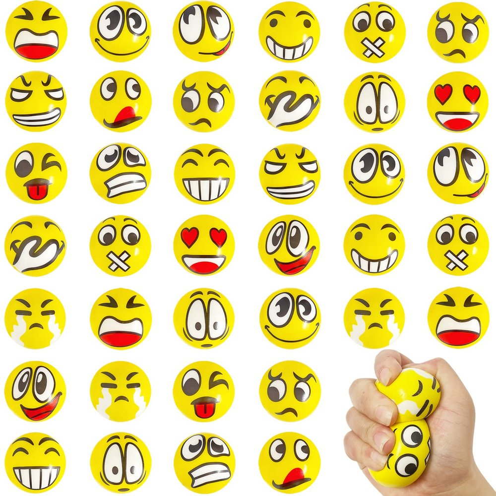 40Pcs Face Stress Balls,Mini 2" Funny Face Squeeze Balls,Stress Relief Foam Balls for Classroom,Coworkers,Gifts,Kids,Party Favors,Present Fillers