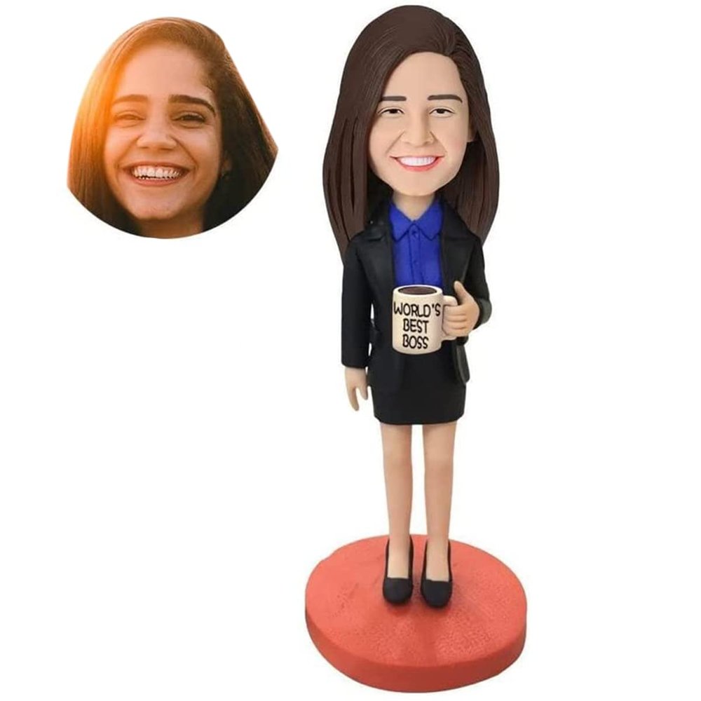 Custom Bobbleheads: Female Boss | Fully Customizable with Polymer Clay | Personalized Bobbleheads Best Gifts for, Birthday, Christmas etc.