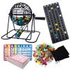 Yuanhe Deluxe Bingo Game Set - Metal Round Cage, 75 Colored Bingo Balls, 100 Bingo Cards, 500 Mixed Chips and Master Board for Large Groups, Parties view 1
