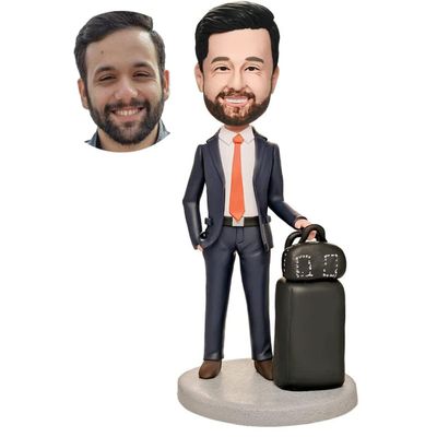 Custom Bobbleheads: Man Traveling | Fully Customizable with Polymer Clay | Personalized Bobbleheads Best Gifts for, Birthday, Christmas etc.