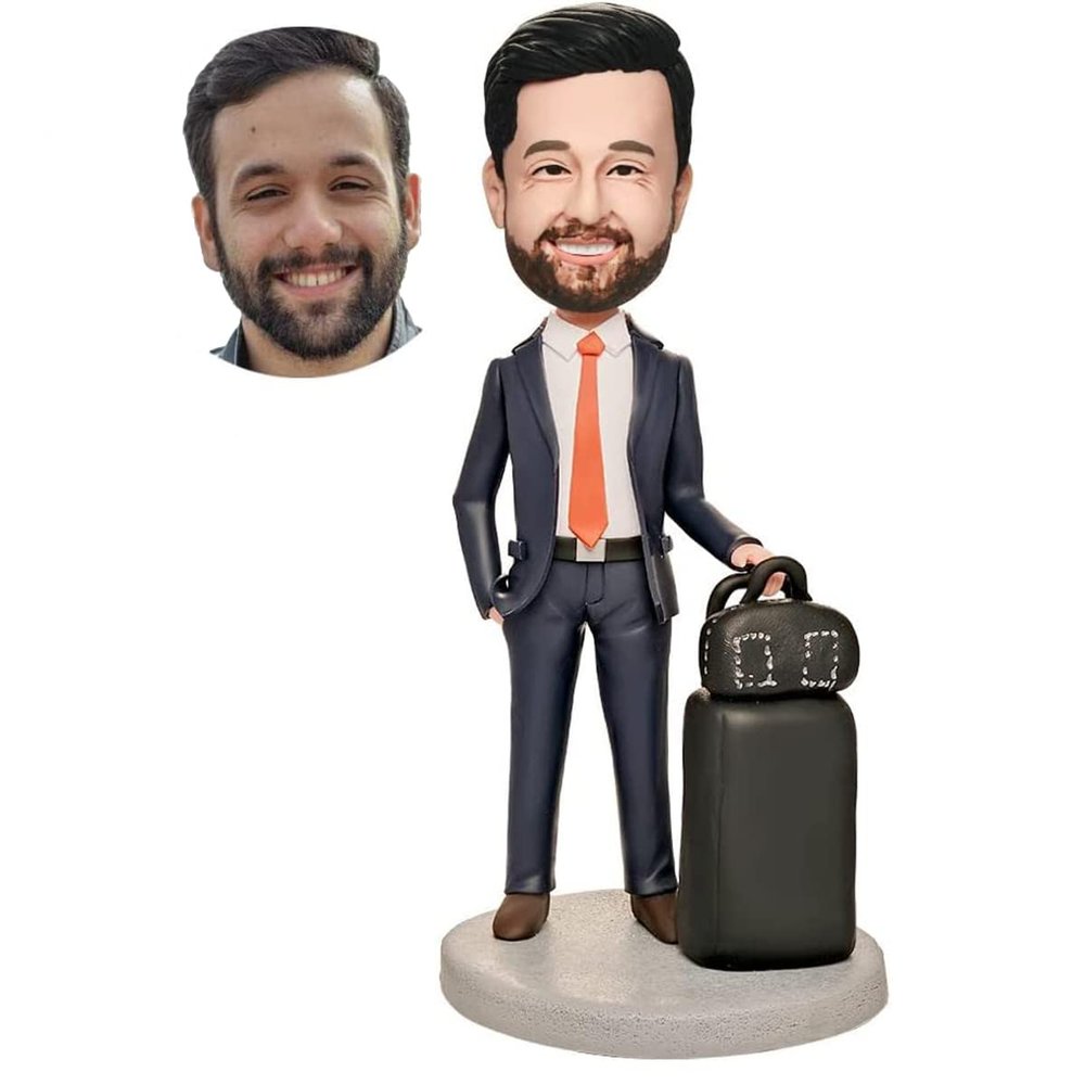 Custom Bobbleheads: Man Traveling | Fully Customizable with Polymer Clay | Personalized Bobbleheads Best Gifts for, Birthday, Christmas etc.