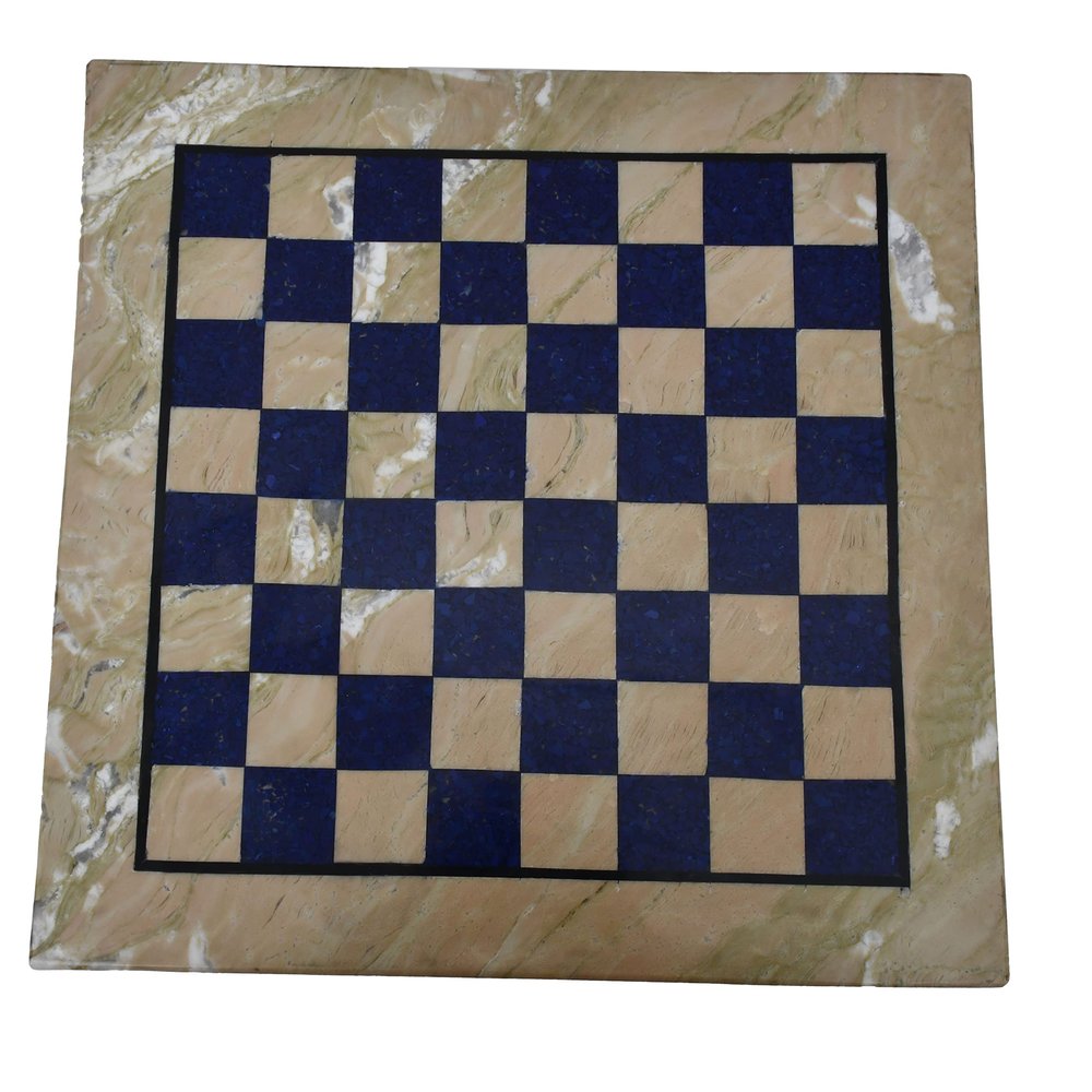 AargKraft 15x15 Marble and Lapis Lazuli Stone Chess Board - Handcrafted Luxury Game Board for Chess Enthusiasts and Collector