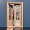 iLAND Dollhouse Door on 1:12 Scale, Dollhouse Accessories of Miniature Gate w/Carved Pattern & 3D Lattice Panes Reflecting Rainbow Light & Golden Handles view 2