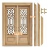 iLAND Dollhouse Door on 1:12 Scale, Dollhouse Accessories of Miniature Gate w/Carved Pattern & 3D Lattice Panes Reflecting Rainbow Light & Golden Handles view 3