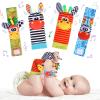 PADONISE Wrist Rattle Foot Finder Socks Set for Baby Arm Hand Rattle Feet Leg Ankle Socks Newborn Soft Sensory Toys Baby Socks Newborn Rattles Toys Valentines Gift 0-3 6-12 Months Infant Girl Boy view 1