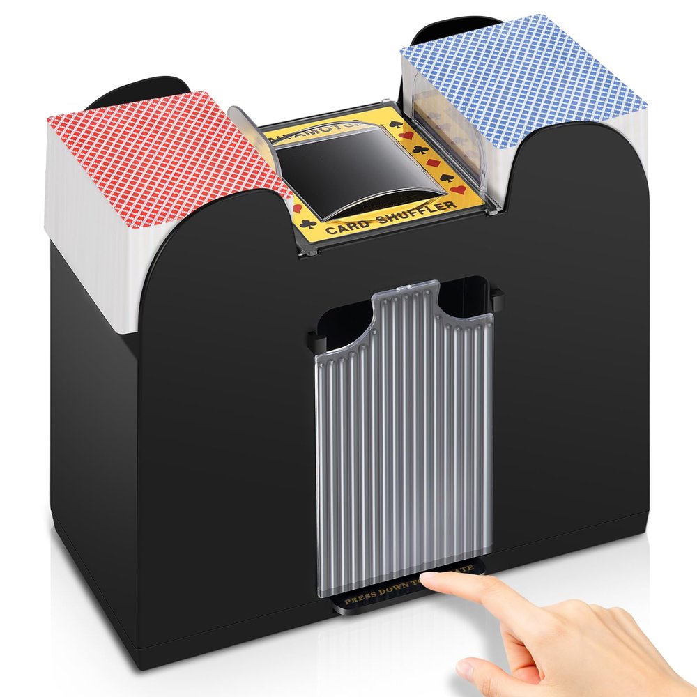 Unniweei Automatic Card Shuffler 1/2/4/6 Decks, Battery-Operated Electric Shuffler, Casino Card Game for Poker, Home Card Game, UNO, Phase10, Texas Hold'em, Blackjack, Home Party Club Game