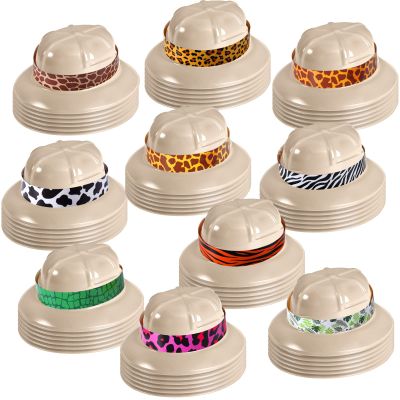 Janmercy 60 Sets Safari Hats with Stickers Jungle Explorer Party Decorations Safari Theme Supplies for Kids Boys Girls Jungle Explorer Adventure Birthday Party Helmet