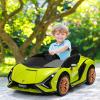 OLAKIDS Kids 12V Licensed Lamborghini SIAN Ride On Car, Electric Vehicle for Toddler with Control Remote, Battery Powered Toy with Music, Horn, 2 Speeds, Suspension, LED Lights, Bluetooth, USB (Green) view 2