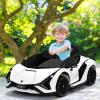 OLAKIDS Kids 12V Licensed Lamborghini SIAN Ride On Car, Electric Vehicle for Toddler with Control Remote, Battery Powered Toy with Music, Horn, 2 Speeds, Suspension, LED Lights, Bluetooth, USB (White) view 2