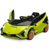 INFANS 12V Licensed Lamborghini Sian Kids Ride On Car with Parent Remote Control, Spring Suspension, MP3 Player, Electric Toy Roadster Carbon Fiber Textured for Toddler (Green) view 1