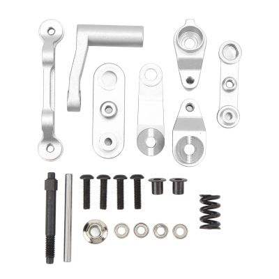 RC Steering Assembly Aluminum Alloy Upgrade Part RC Steering Bellcrank Set for Rock 1:10 RC Cars (Silver)