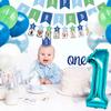 Tenshun Baby Boy 1st Birthday Decorations with Happy Birthday Banner, 12 Monthly Photo Banner view 3