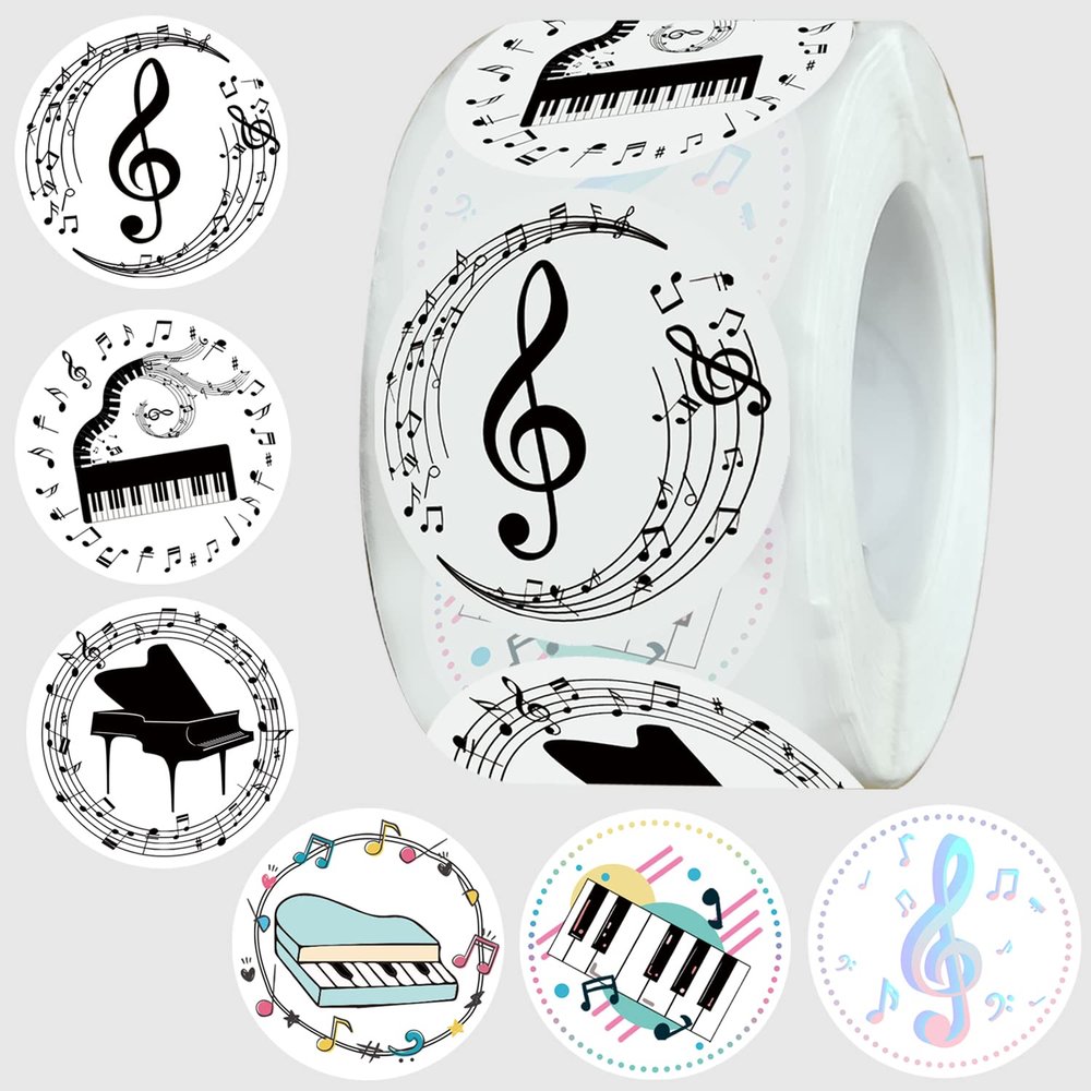 500PCS Piano Notes Stickers Party Favors-Piano Notes Sticker Party Supplies Decorations Musician Birthday Party Favors