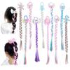 Yosbabe 10Pcs Long Braided Wigs Princess Hairpiece Rapunzel Wig Elsa Braid Girls Cosplay Headband Hair Dess up Accessories for Girls Toddler (C) view 1