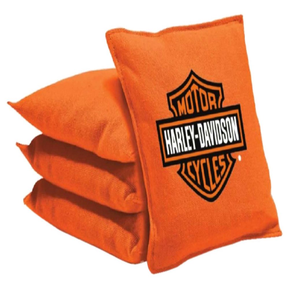 Harley-Davidson Yard Game Bean Bag Set - Four Pack w/Storage Tote - Orange Bags
