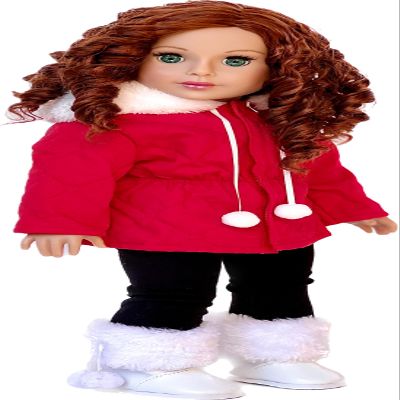 Winter Extravaganza - 3 Piece 18 inch Doll Outfit - Red Quilted Parka, Black Leggings and White Boots - (Doll Not Included)