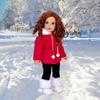 Winter Extravaganza - 3 Piece 18 inch Doll Outfit - Red Quilted Parka, Black Leggings and White Boots - (Doll Not Included) view 2