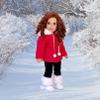 Winter Extravaganza - 3 Piece 18 inch Doll Outfit - Red Quilted Parka, Black Leggings and White Boots - (Doll Not Included) view 4