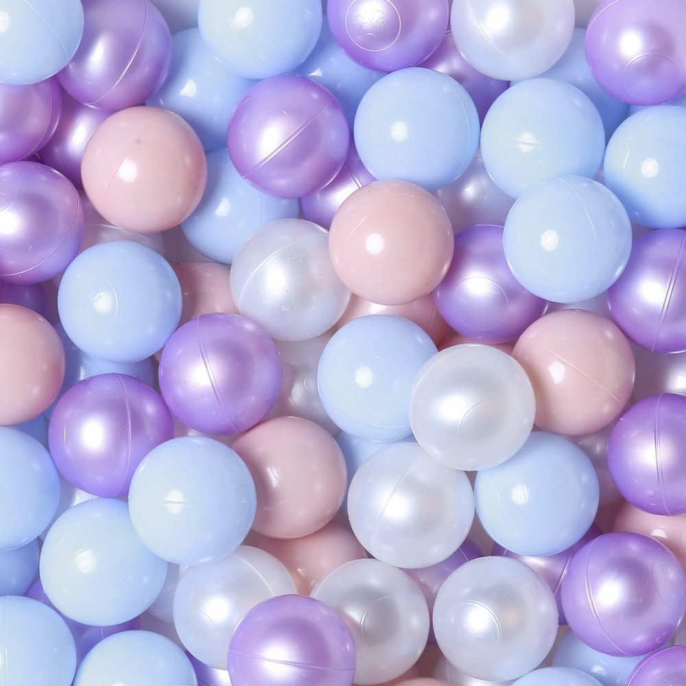 GOGOSO Ball Pits Balls Toddlers 50 100 200 500 Plastics Shape Ball Non-Phthalate Non-BPA Non-Toxic 2.2-Inch Crush Proof Play Balls,Pearl Pink Blue Purple White,100 Balls