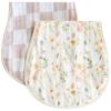 LifeTree Muslin Baby Burp Cloths - Soft 2 Pack Viscose Bamboo Cotton Large 22'' by 10'' Absorbent Milk Spit Up Rags - Burping Cloths for Newborn, Girls Boy (Floral & Checkerboard) view 1