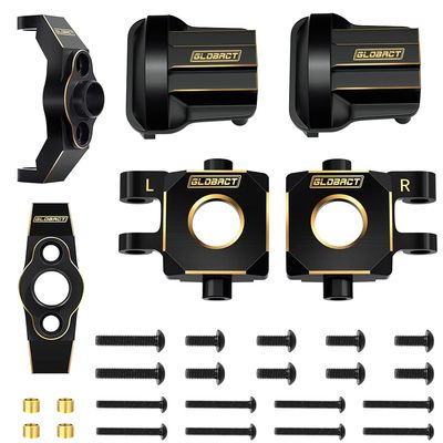 GLOBACT Black Brass Steering Blocks Knuckle and Caster Blocks C-Hubs and Axle Cover Diff Cover Counterweight Set for 1/18 TRX4M Upgrade Parts RC Crawler (55g/Set)