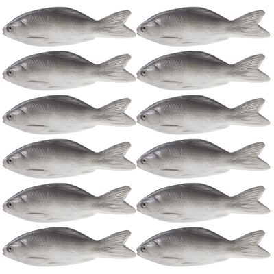 jiebor 12PCS Fake Fish Realistic Artificial Halloween Mode Small Rubber Sea Fish for Kitchen Home Market Display Decoration Photography Props