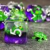 Sage's Portal Animal Familiars Resin DND Dice Set Polyhedral Dice Set for Dungeons and Dragons RPG Pathfinder Tabletop TTRPG (Green Frog) view 1