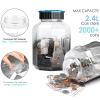 X-Large Piggy Bank for Adults Kids, Vcertcpl Digital Coin Counting Bank with LCD Counter, 2.4L Capacity, Great Coin Counter Bank Money Counting Jar with Total Amount Displayed (G Gray, X-Large) view 3