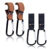 4 Pack Baby Stroller Hooks for Hanging | Multipurpose Stroller Straps with Durable and Stylish Stroller Clips for Diaper Bags | The Perfect Mummy Hook for Stroller, Walker and Shopping (Brown & Black) view 1