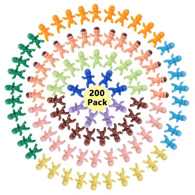 SHAOQINLIN Mini Plastic Babies, 200 Pcs Mini Baby 1 Inch Small King Cake Babies Bulk Plastic Baby Ice Cube Game DIY Tiny Party Decorations (10 Colors)