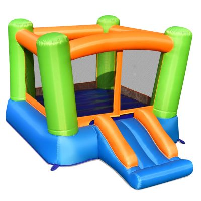 GLACER Inflatable Bounce House with Slide, 8X 6.5 x 4.7ft Kids Jumping Castle Including Carrying Bag, Repair Kit, Stakes for Indoors and Outdoors, Inflatable Playhouse for Kids