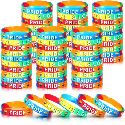 60 Pcs Gay Pride Rainbow Silicone Bracelets LGBT Awareness Pride Wristbands Bulk Pride Gifts LGBTQ Accessories for Men Women Lesbian Party