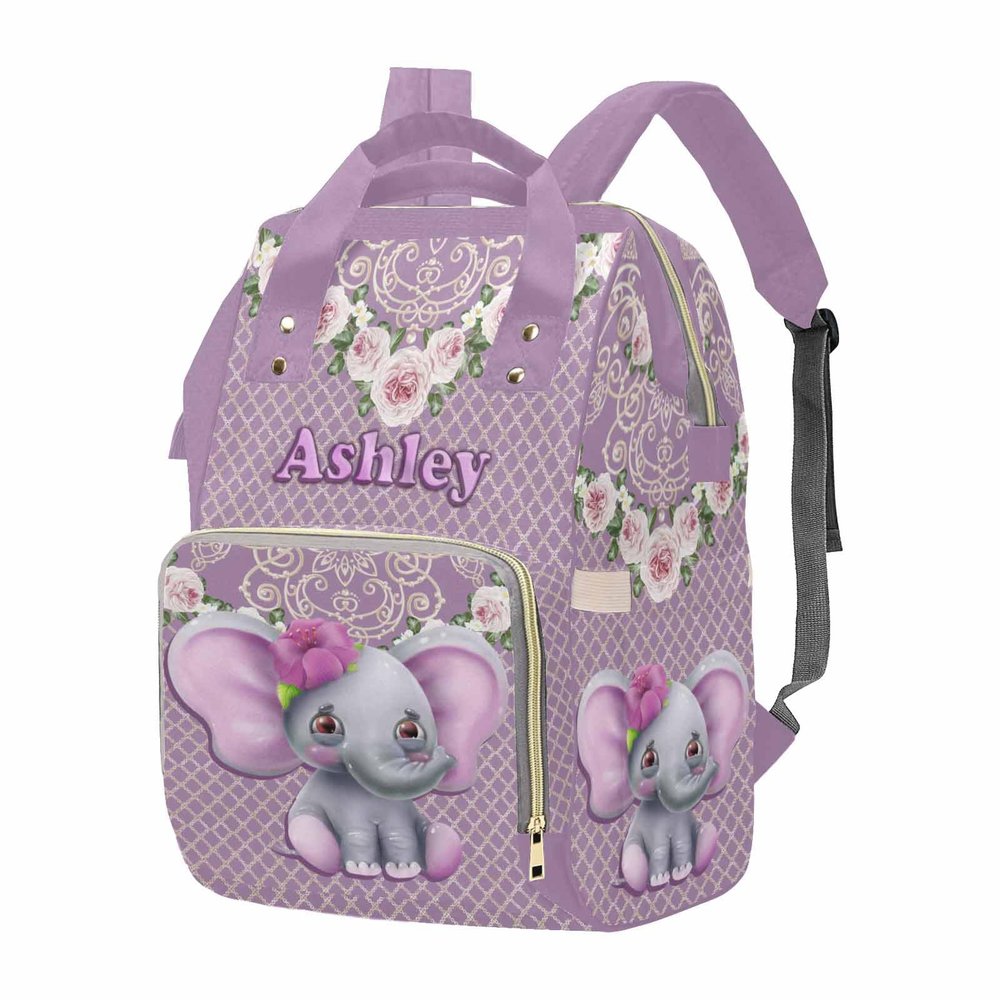M YESCUSTOM Customized Name Diaper Baby Bag with Flowers for Girl,Personalized Nappy Daypack with Large Capacity Mommy Nursing Backpack for Travel Mother's Day Gift for Mommy