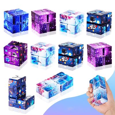12 Pieces Infinity Cubes, Mini Cool Fidget Toys for Kids and AdultSensory Gadget Best for Stress. Hand Held Fidget Blocks. (Star)