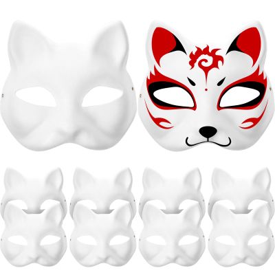 Ipetboom Cat Mask 10 Pcs Masks White Cat Masks to Paint Blank Animal Dress Up DIY White Half for Masquerade Halloween Kids Cosplay Costume Party Favors