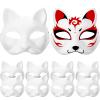 Ipetboom Cat Mask 10 Pcs Masks White Cat Masks to Paint Blank Animal Dress Up DIY White Half for Masquerade Halloween Kids Cosplay Costume Party Favors view 1