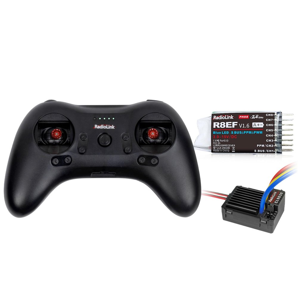 Radiolink T8S RC Transmitter, R8EF Receiver and Cool 9030 ESC Combo, 8 Channels 2.4GHz Remote Controller TX, 8CH RX, 90A Brushed ESC/BEC, for Crawler, Buggy, Car, Boat