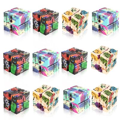 12 Pieces Infinity Cubes, Mini Cool Fidget Toys for Kids and AdultSensory Gadget Best for Stress. Hand Held Fidget Blocks. (Colorful)