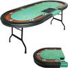 Vilobos Premium 84" Poker Table Foldable with Chips Tray, 10 Player Oval Folding Portable Texas Holdem Table with Cushioned Rail & Stainless Steel Cup Holders, Green Felt Surface view 1