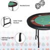 Vilobos Premium 84" Poker Table Foldable with Chips Tray, 10 Player Oval Folding Portable Texas Holdem Table with Cushioned Rail & Stainless Steel Cup Holders, Green Felt Surface view 4