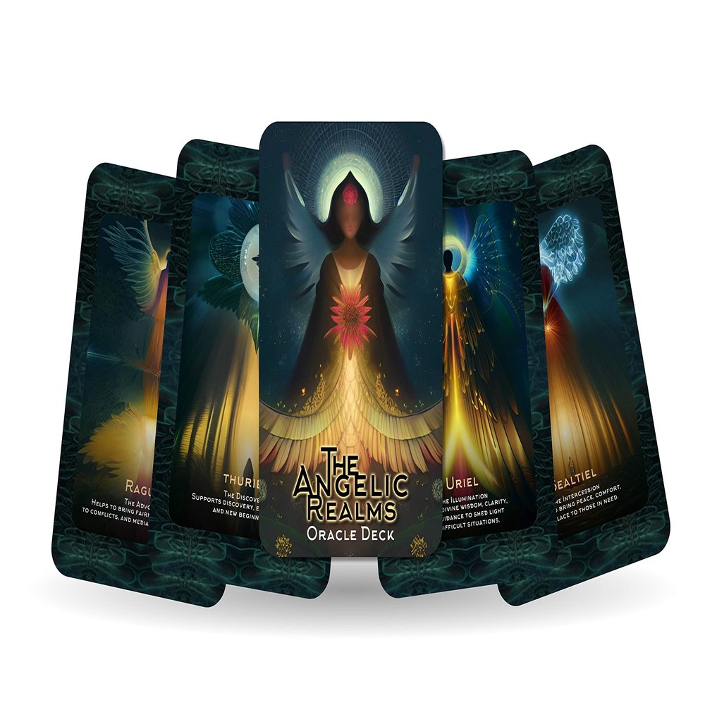 Ibiza Tarot The Angelic Realms - Oracle Cards | Fortune Telling Oracle Cards Deck for Beginners | Authentic Experience - Set of 24 Cards