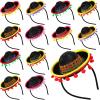 12 Pcs Mexican Fiesta Mini Sombrero Hats Headbands - Cinco de Mayo Decorations, Dia de Muertos Party Supplies and Favors view 1